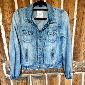 Naturally Distressed and Soft Denim Jean Jacket